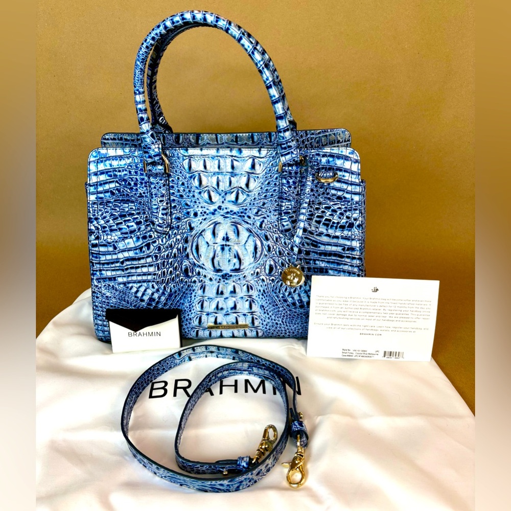 NWT Brahmin small Finley in Coastal Blue Melbourne